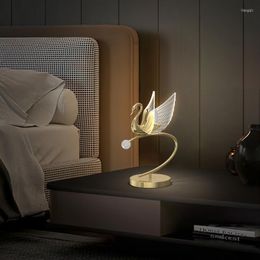 Table Lamps Nordic Aluminium Acrylic Fashion Unique Art Designer Swan LED Lamp Bedroom Bedside El Study Lighting