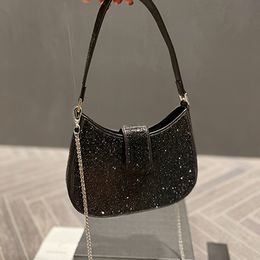 Party Full drill shoulder hobo bag Shining diamond chain bag dinner evening bags satchel logo black Rhinestone handbag Axillary purse