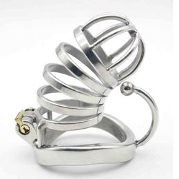 Nxy Chastity Devices New Ergonomic Design Stainless Steel Male Device Cock Cage Virginity Lock Penis Ring Bel 220829