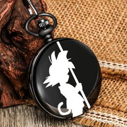 Pocket Watches Japan Manga Cartoon Quartz Chain Clock High Quality Arabic Numerals Watch Face Flip Cover Pendant Necklace Hour Gift Kid