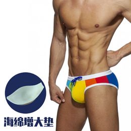Men's Swimwear Paded Rainbow Triangle Sexy CloseFitting Swimsuit Anti Exposure Bikini For gay Love J220913