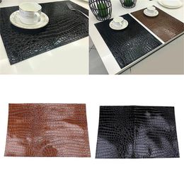 Table Mats Insulation Pad Mat Decorative Coffee Coasters Pu Leather Placemat European Style Crocodile Pattern Rectangle