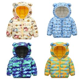 Jackets Autumn Winter Baby Kids Solid Outerwear Infants Boys Girls Hooded Jacket Coats Clothing Christmas Cotton Padded Clothes JYF 2201006
