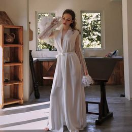 Women's Sleepwear Long Robes for Women Pajamas Silk Nightgown Satin Bathrobe Dressing Gown Feather Sleepwear Femme Brides Nightie Sexy Clothes T221006