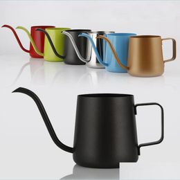 Coffee Tea Tools 250Ml/350Ml/600Ml Stainless Steel Teapot Drip Coffee Pot Long Spout Kettle Cup Home Kitchen Tea Tool Drop Delivery Dhy50