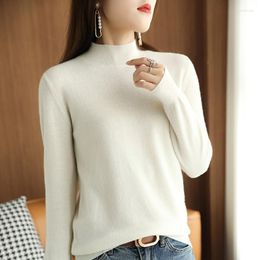 Women's Sweaters 2022 Autumn Mock Neck Bottoming Soft Women Pullover Winter Solid Colour Sweater Knitted Outer Wear Jumper