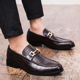 Crocodile Leather Oxford Shoes Pointed Toe One Stirrup Vintage Luxury Metal Buckle Men's Fashion Formal Casual Shoes Business Shoes Various Size 38-47