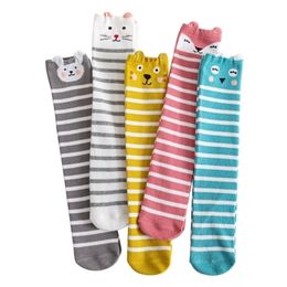 Leggings Tights 5pairslot Girls Socks Cartoon Rabbit Tiger Owl Medium High Tube Cotton Childrens Knee Length 212Y 2201006