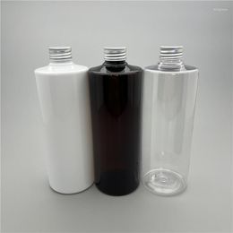 Storage Bottles Clear Brown White 400ML X 15 Empty Aluminium Screw Cap Cosmetic Plastic Personal Care Packaging Flat Shoulder