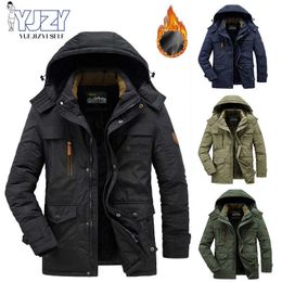Jackets Winter Mens Military Parkas Casual Fleece Warm Removable Hat Men Windproof Fashion Aviator Windbreaker Cotton Jacket Y2210