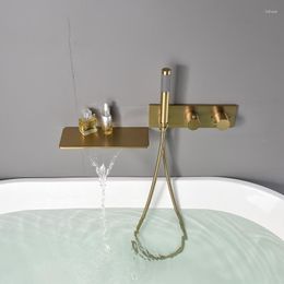 Bathroom Shower Sets Fashion Design All Brass Faucet Set Wall Mounted Waterfall Bathtub Cold Water With Handheld