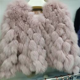 Womens Fur Faux Women Winter Warm Real Coat High Quality Luxury Fashion Full Sleeves O Neck Short Jacket Female Pluffy Outwear Y3105 220930