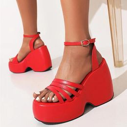 Sandals Platform Style Gladiators Ankle Strap Wedge High Heel Shoes Open Toe Summer Women's Big Size 43