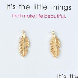 Stud Leaves Earrings Alloy Exquisite Gold Sier Colors Stud Womens Feather Charming Card Jewelry Gifts For Girls Drop Delivery Lulubaby Dhkev