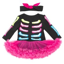 Girls Dresses Halloween born Clothes Dress skeleton costume Baby Girl Rompers Dresses Cotton Funny Longsleeved Romper Jumpsuit 2201006