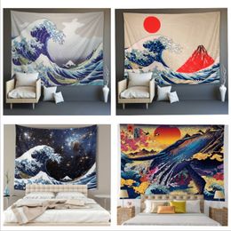 Tapestries Mural Background Wall Kanagawa Surf Tapestry Home Decor Hanging Cloth Beach Mat 1 5Mx2M Aesthetic Room 221006