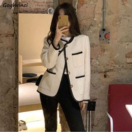 Jackets Women Basic Vintage Casual All-match College Pockets Overcoats Designer Prevalent Ins Spring Fall Straight Trendy O-neck Y2210