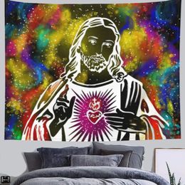 Tapestries FFO Jesus Christ Tapestry Wall Hanging Art Aesthetic Hippie Home Decor Psychedelic Mandala Boho ation 221006