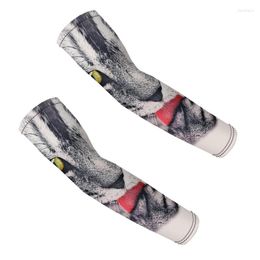 Knee Pads 1 Pair Ice Fabric Breathable UV Protection Running Arm Sleeves Basketball Elbow Pad Sport Cycling Outdoor Motorcycle Warmers