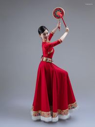 Ethnic Clothing Tibetan Dance Costumes Women's Stage Opening Big Swing Skirt Minority Adult Grading Practice