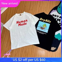 Men's T-Shirts Human Made T Shirts Front Letter Print and Dry Alls Cartoon Duck Print on The Back Men Women Human Made Tshirt T221006