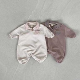 Rompers Cute Boy TurnDown Collar Polo Romper Toddler Loose Long Sleeves Jumpsuit 03y Boys Autumn Casual Pocket Cotton Rompers J220922