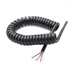 Lighting Accessories Spring Spiral Black Cable 5Cores 22/20/18/17AWG Stretchable Wire Shrinkable Power Extension Cord