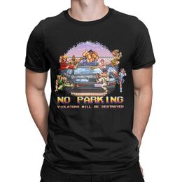 Herren-T-Shirts, lässig, Street Fighter, No Parking Violators will be Destroyed, Rundhals-Baumwoll-T-Shirt für Herren, kurzärmelig, Übergröße, T221006