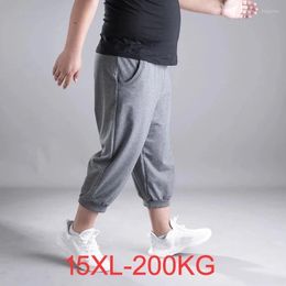 Men's Pants Men's High Quality Summer Men Sports Shorts Loose 14xl 15xl Comfortable Breathable Elasticity Thin Knee Length 200KG Gray