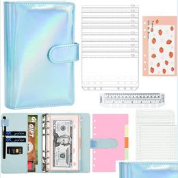 Notepads Notepads A6 Pu Leather Binder Cash Envelope Notebook And Clear Pocket Budget Planning Notepad Loose Leaf Paper Drop Deli Dhv0N