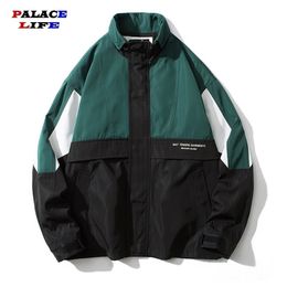 Men's Jackets Hip Hop Mens Windbreaker Autumn Fashion Casual Patchwork Loose Large Size Sportswear Bomber 220930