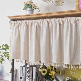 Curtain Cotton Linen Japanese Solid Short Curtains Half Bar Kitchen Door Cupboard Wardrobe For Coffee