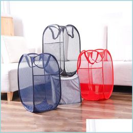 Laundry Storage Organisation Foldable Mesh Laundry Basket Clothes Storage Supplies Washing Bag Hamper Bags Drop Delivery Bdesports Dh0Pf