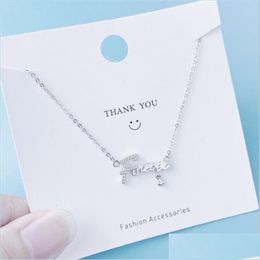 Pendant Necklaces Forever Letters Pendant Necklaces 925 Sterling Sier Micro Inlaid Zircon Clavicle Chain Necklace Love Chok Mjfashion Dhkeo