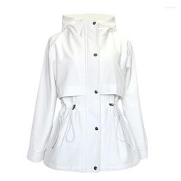 Women's Trench Coats Female Coat Short 2022 Hooded Loose Waist White Casual Spring And Autumn Women's Workwear Clothing