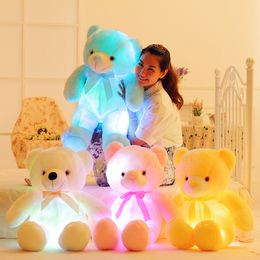 Stuffed Animals 30cm bow tie teddy bear luminous bears doll with builtin led Colourful light luminous function valentines day gift C78