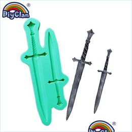Baking Moulds Baking Mods Creative Sword Shield Sile Mould For Cake Decorating Chocolate Fondant Moulds Dragon Sugarcraft Mastic Border Dhmia