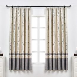 Curtain Curtains For Living Dining Room Bedroom Short Blackout Black And Grey Striped Kitchen Door Drapes Half-Window Blinds Home