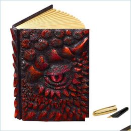 Notepads Notepads A5 Size High-Quality Creativity Handmade Magic Resin Er Notebook Hand Account Book Art 3D Dragon Relief Diary Stati Dh09P