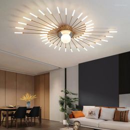 Chandeliers Modern Style LED Chandelier For Living Room Bedroom Dining Kitchen Lounge Ceiling Lamp Gold Fireworks Design Natural Light