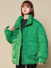 Mulheres para baixo mulheres flor curto parkas outono inverno solto oversized algodão acolchoado casaco coreano bonito grosso quente jaqueta outwear 220930