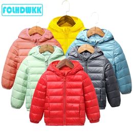 Down Coat Down Jackets For Girls Winter Coat Candy Color Warm Kids Down Hooded Coats For Boys 29 Years Outerwear Children Clothes 2201006