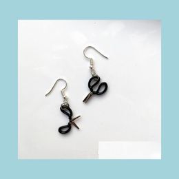 Dangle Chandelier Hyperbole Black Scissors Dangle Earrings Personality Jewelry Anti Allergy 925 Sterling Sier Scissor Earr Lulubaby Dhisd