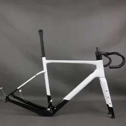 Full hidden Cable Disc Gravel Bike Frame GR044 Black and white Paint Parallel Design Max Tyre 700x45C