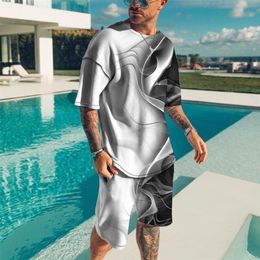 Men's Tracksuits Men's Outfit Summer Short Sleeve T Shirt Set Fashion 2 Piece Streetwear 3D Printed Sports Beach Shorts Sportswear Men's 221006