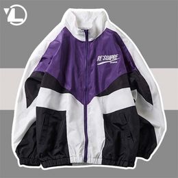 Mens Jackets College Style Varsity Men Spring Letter Embroidery Bomber Casual Street Loose Patchwork Zipper Coat Women Couple 220930