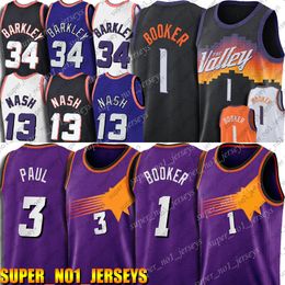 Devin Booker Basketball Jersey Chris Paul DeAndre Ayton Retro Steve Nash Charles Barkley Jerseys Retro Aztec Uniform