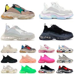 Shoes Quality Triple s Casual Designer Boots High for Mens Womens Clear Sole Neon Green White Black Rainbow Pink Crystal Blue Flat Sports Sneakers