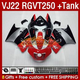 &Tank Fairings For SUZUKI RGVT250 RGV-250 SAPC VJ22 160No.16 RGV250 VJ 22 RGVT-250 90 91 92 93 94 95 96 RGVT RGV 250 CC 1990 1991 1992 1993 1994 1995 1996 Fairing red silvery blk