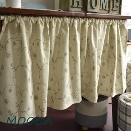 Curtain Short Curtains For Kitchen Cotton And Linen Embroidered Flower Rustic Half